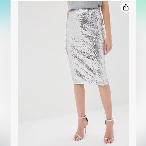 Jemiwa Dresses & Skirts - Silver Sequin Midi Skirt